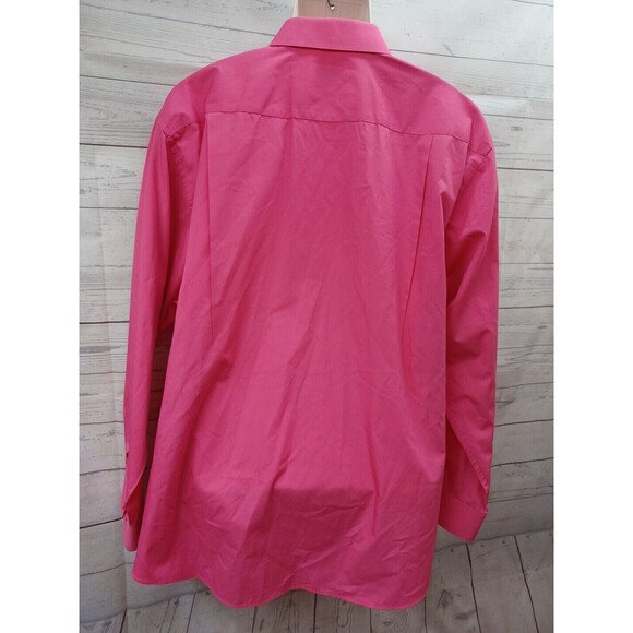 Marquis Mens Shirt Sz 18 1/2 / 2XL Pink Fuchsia Knit Long Sleeve Button Down - Picture 4 of 11